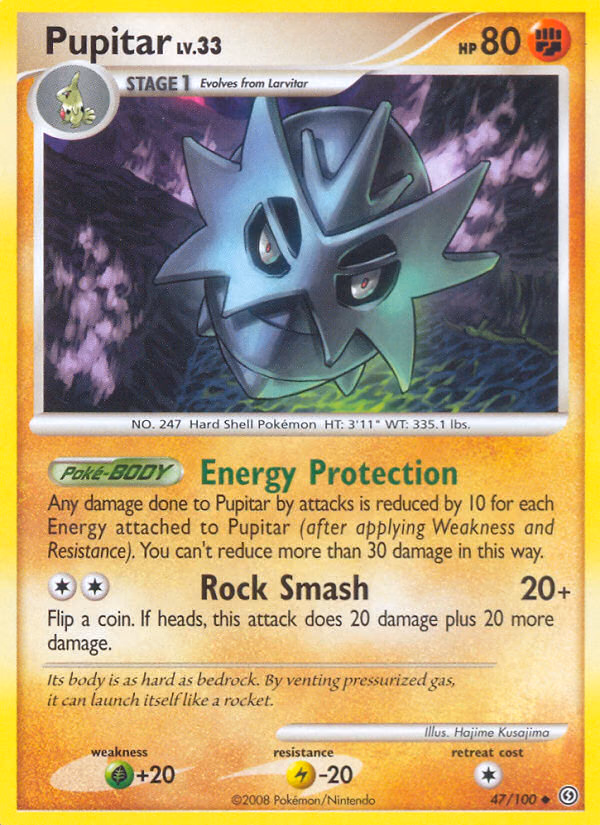 Pupitar Pokemon card (47/100, Stormfront)