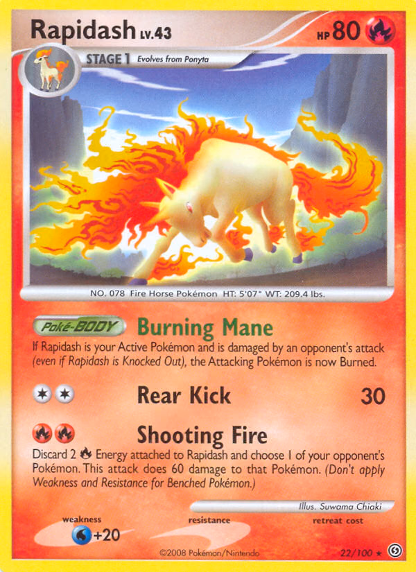 Rapidash Pokemon card (22/100, Stormfront)
