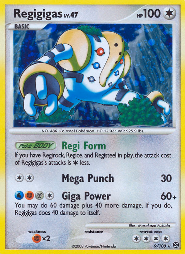 Regigigas Pokemon card (9/100, Stormfront)