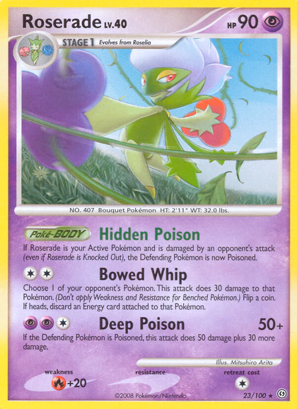 Roserade Pokemon card (23/100, Stormfront)