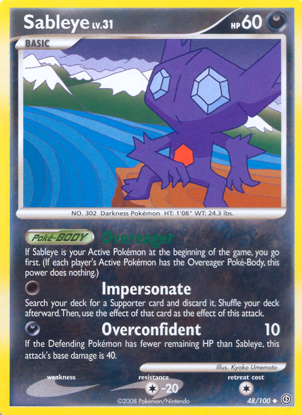 Sableye Pokemon card (48/100, Stormfront)