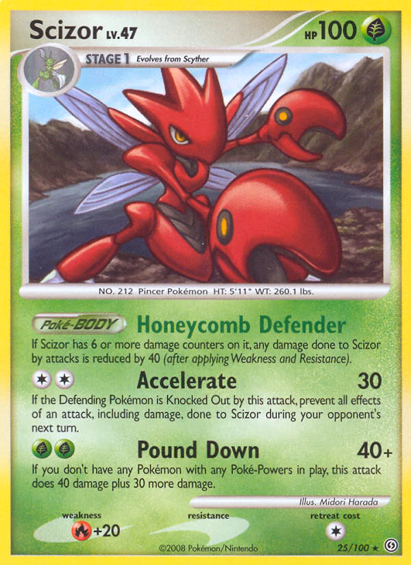 Scizor Pokemon card (25/100, Stormfront)