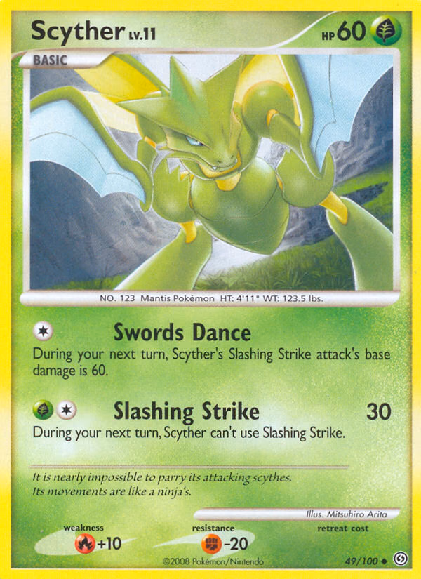 Scyther Pokemon card (49/100, Stormfront)