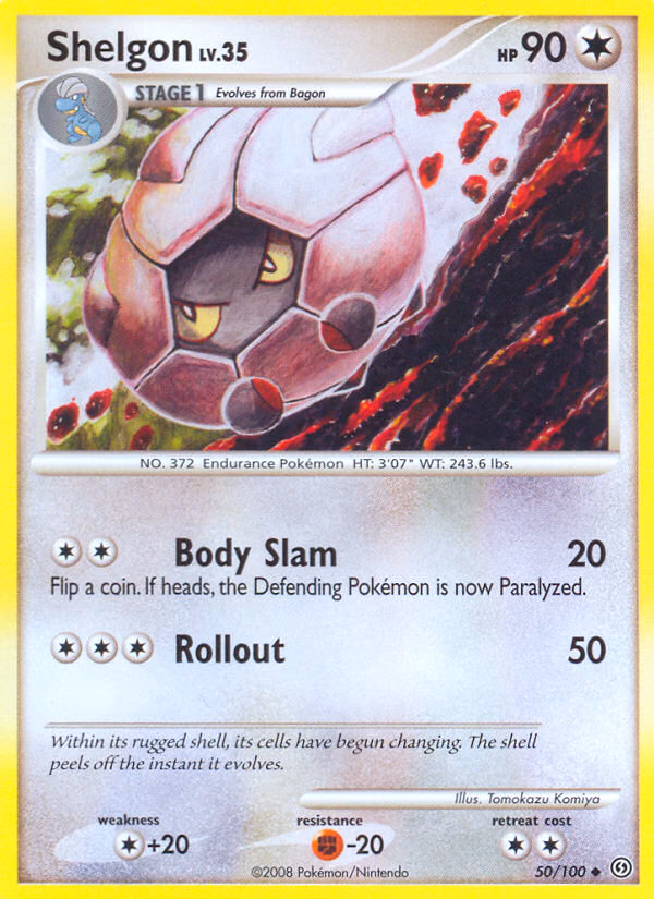 Shelgon Pokemon card (50/100, Stormfront)