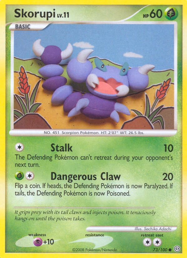 Skorupi Pokemon card (73/100, Stormfront)