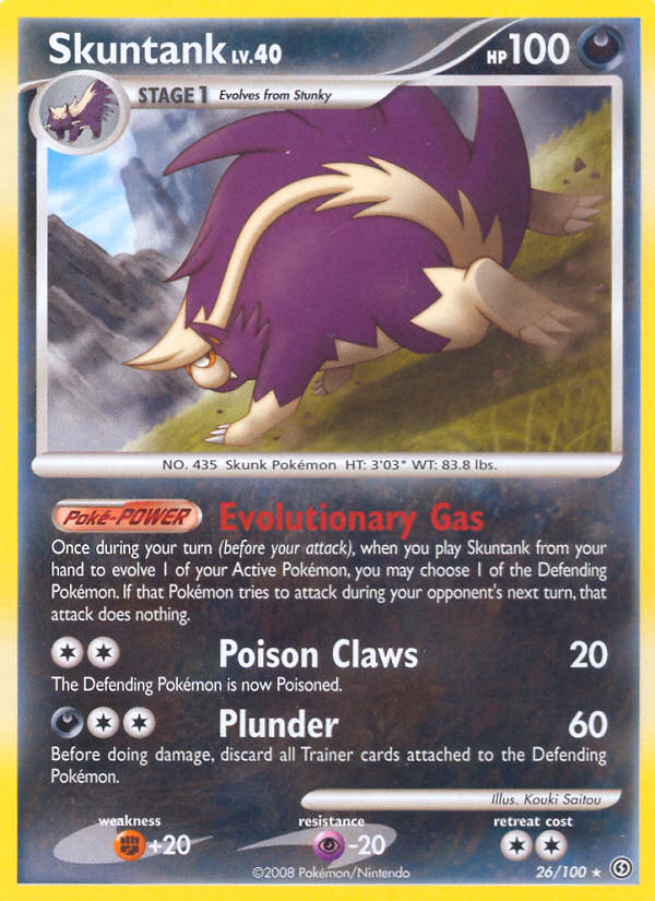 Skuntank Pokemon card (26/100, Stormfront)