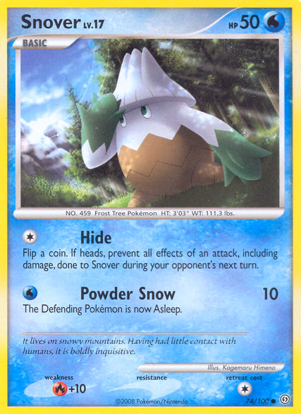 Snover Pokemon card (74/100, Stormfront)