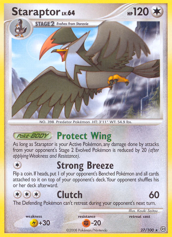 Staraptor Pokemon card (27/100, Stormfront)