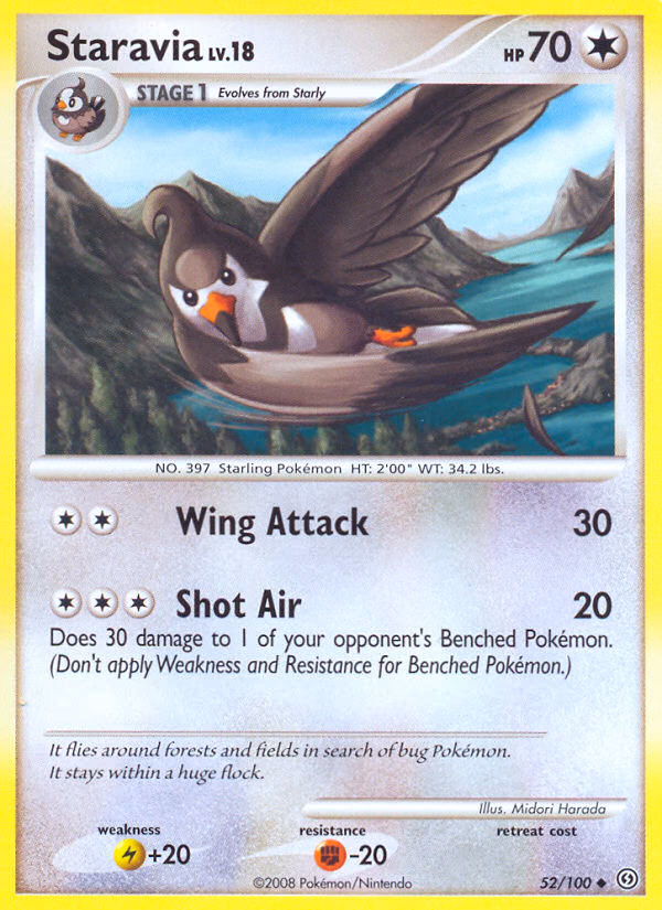 Staravia Pokemon card (52/100, Stormfront)