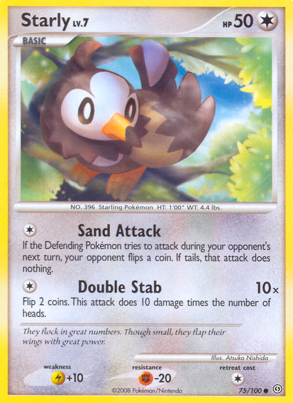 Starly Pokemon card (75/100, Stormfront)