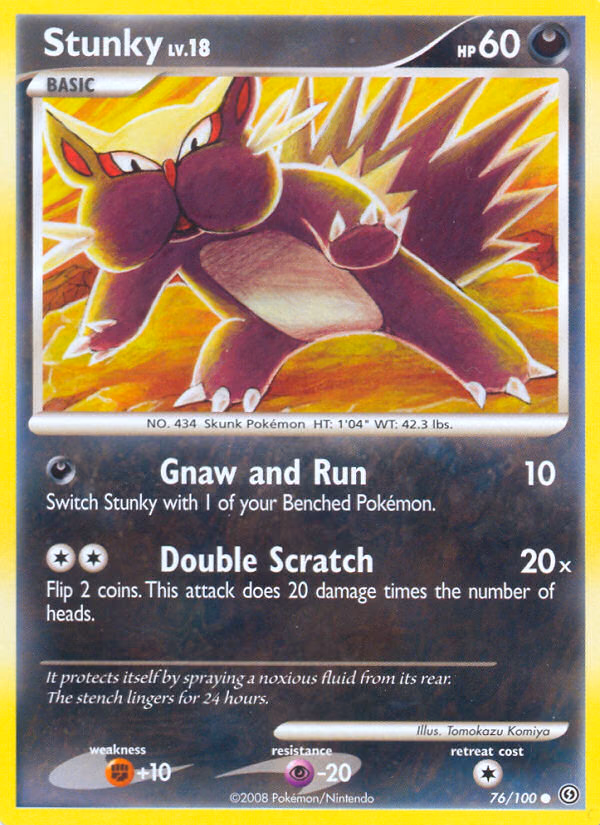Stunky Pokemon card (76/100, Stormfront)