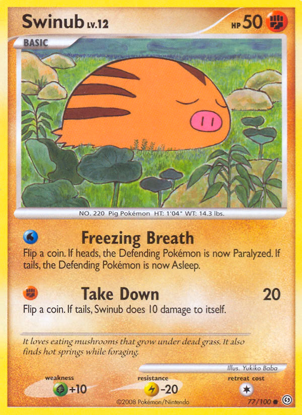 Swinub Pokemon card (77/100, Stormfront)