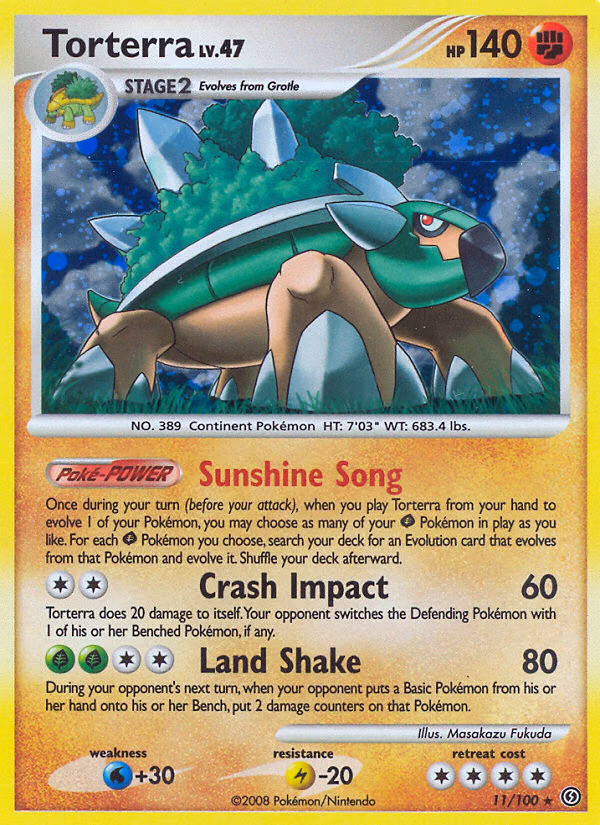 Torterra Pokemon card (11/100, Stormfront)