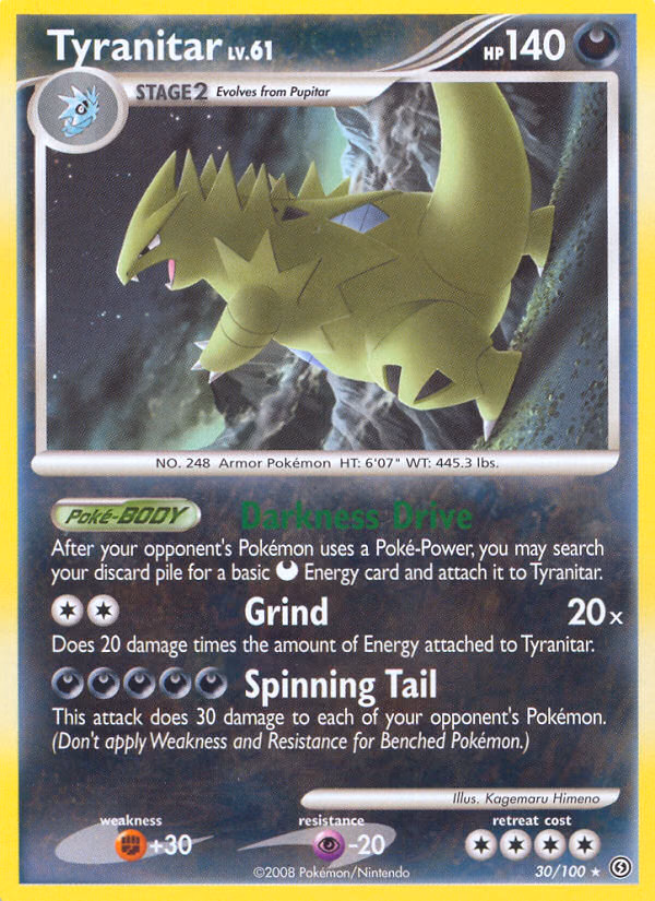 Tyranitar Pokemon card (30/100, Stormfront)
