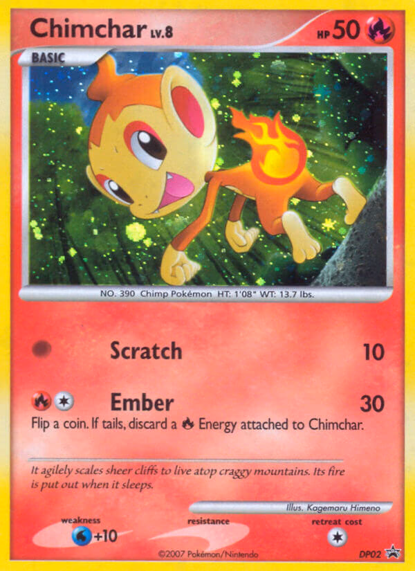 Chimchar Pokemon card (DP02, DP Black Star Promos)