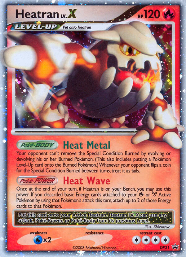 Heatran LV.X Pokemon card (DP31, DP Black Star Promos)
