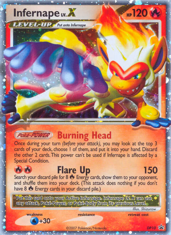 Infernape LV.X Pokemon card (DP10, DP Black Star Promos)
