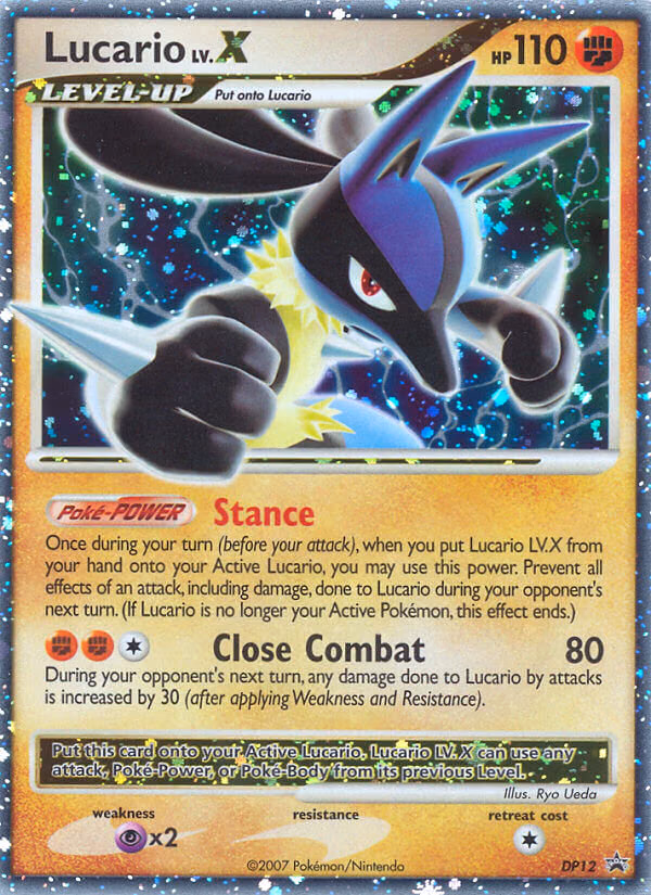 Lucario LV.X Pokemon card (DP12, DP Black Star Promos)