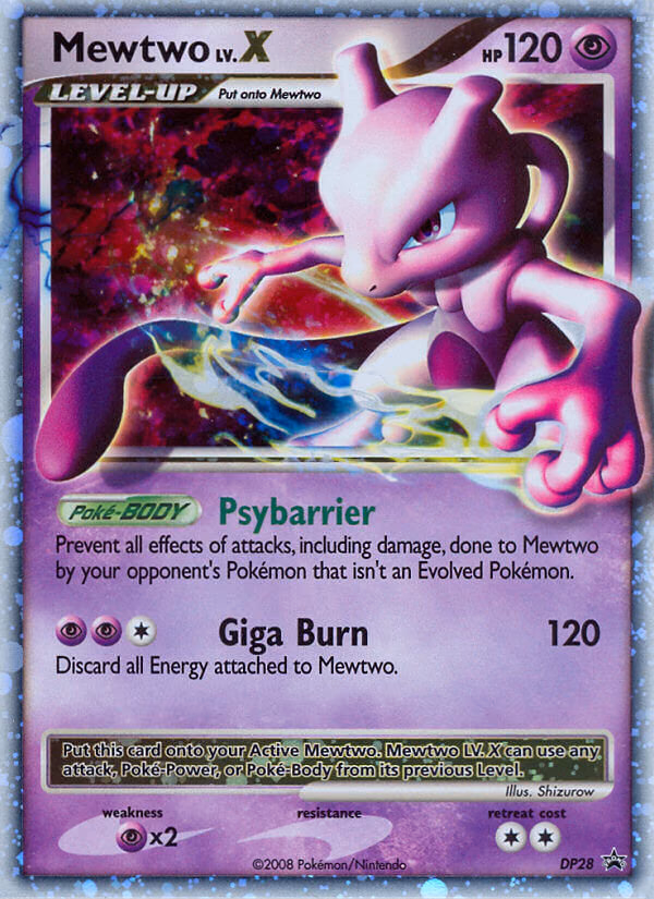 Mewtwo LV.X Pokemon card (DP28, DP Black Star Promos)