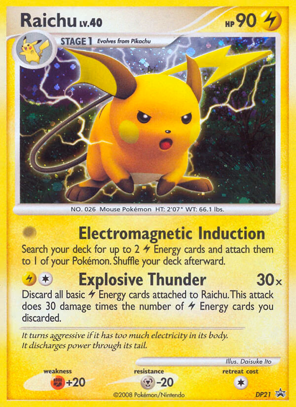 Raichu Pokemon card (DP21, DP Black Star Promos)