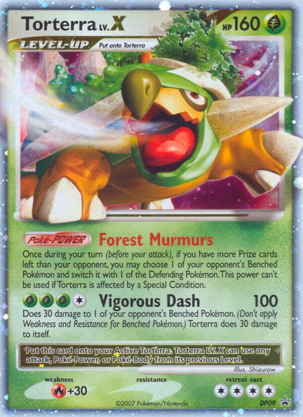 Torterra LV.X Pokemon card (DP09, DP Black Star Promos)