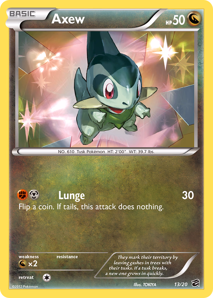 Axew Pokemon card (13/20, Dragon Vault)