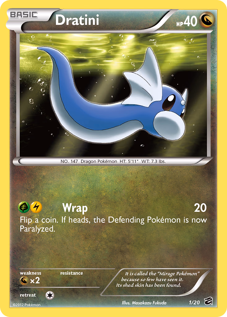 Dratini Pokemon card (1/20, Dragon Vault)