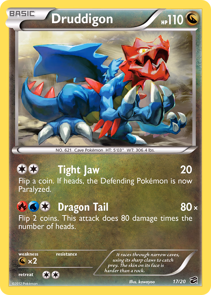 Druddigon Pokemon card (17/20, Dragon Vault)