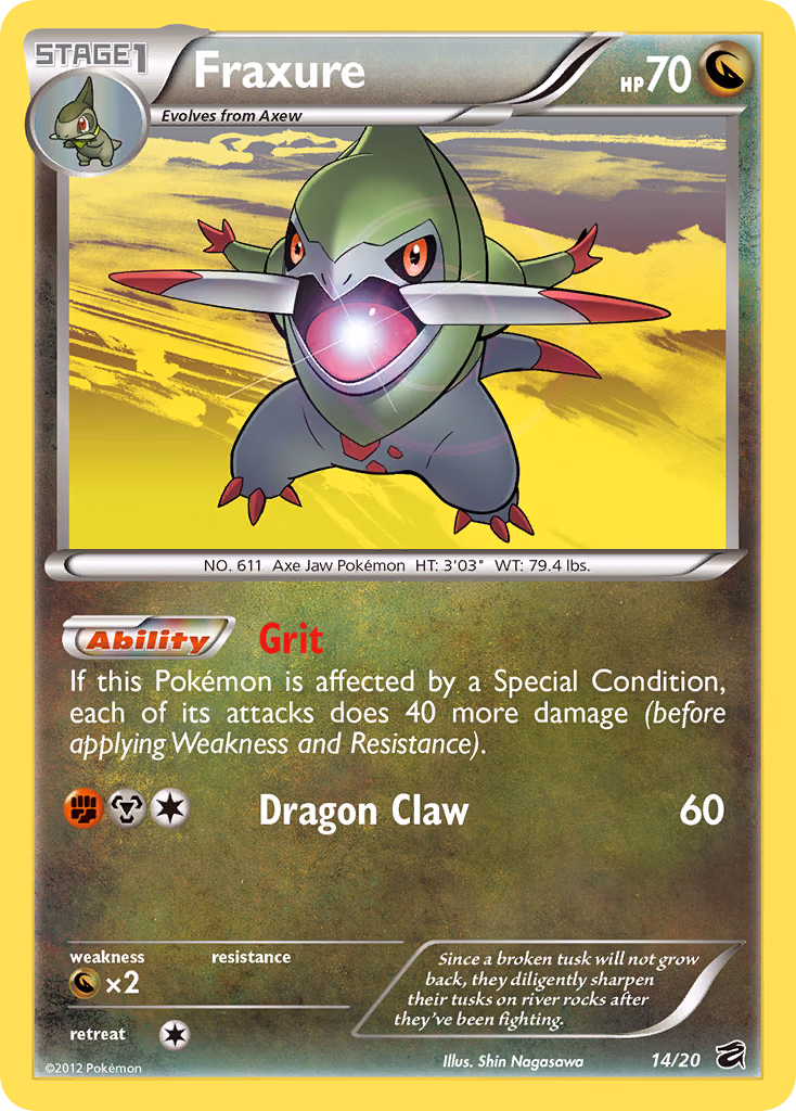 Fraxure Pokemon card (14/20, Dragon Vault)