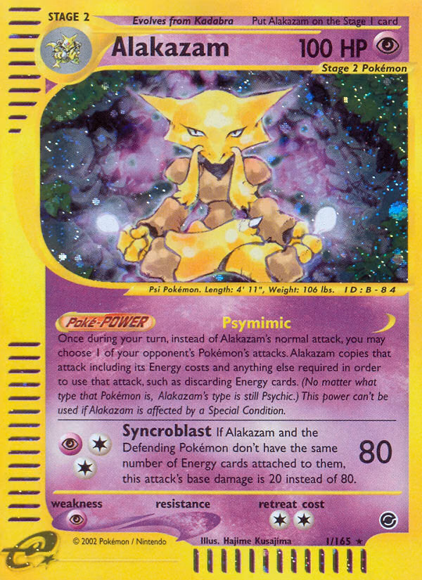 Alakazam Pokemon card (1/165, Expedition Base Set)