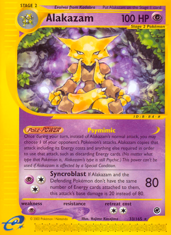 Alakazam Pokemon card (33/165, Expedition Base Set)