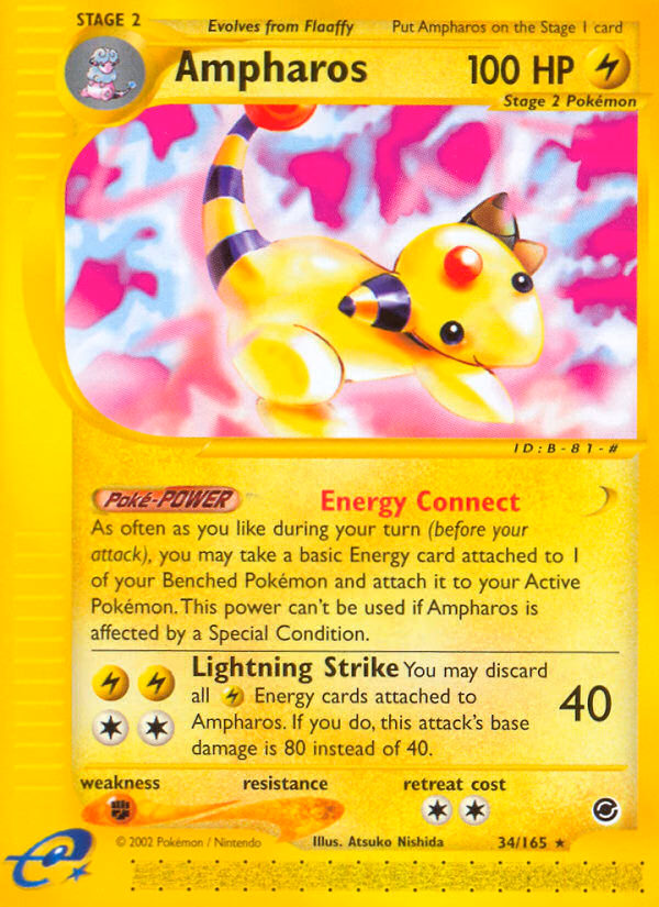 Ampharos Pokemon card (34/165, Expedition Base Set)