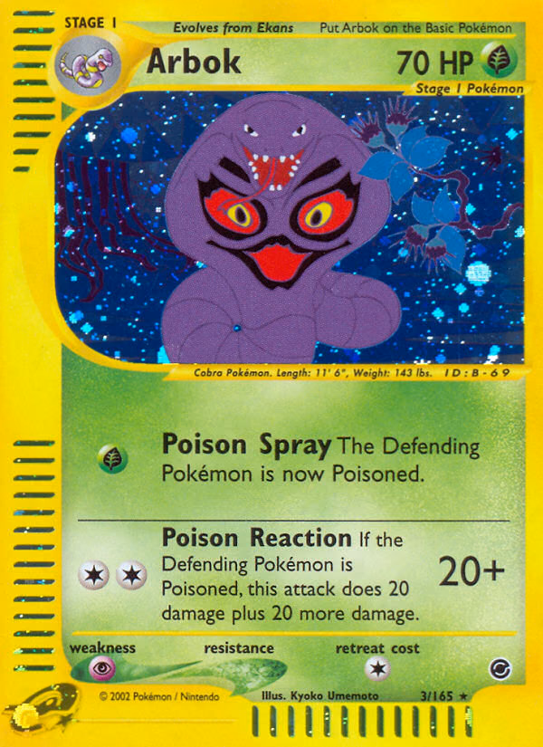 Arbok Pokemon card (3/165, Expedition Base Set)
