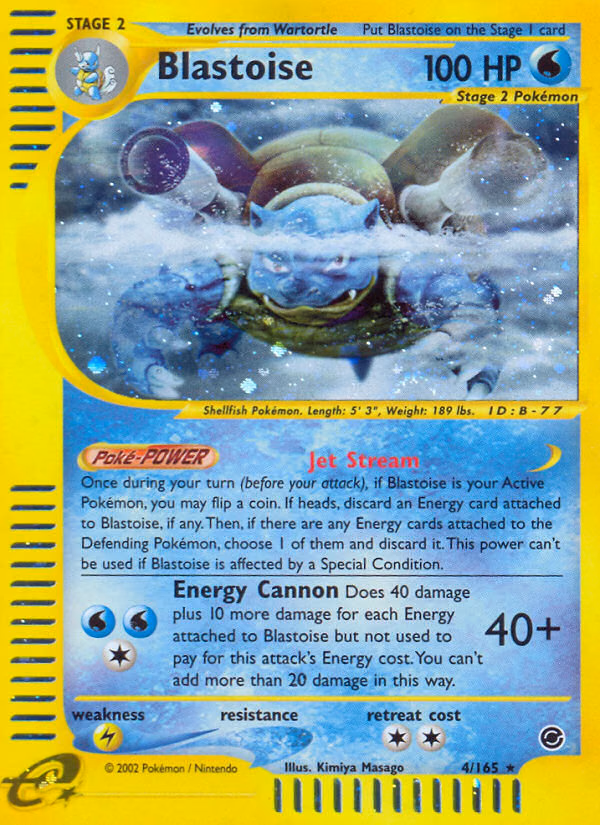 Blastoise Pokemon card (4/165, Expedition Base Set)