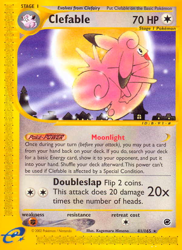 Clefable Pokemon card (41/165, Expedition Base Set)