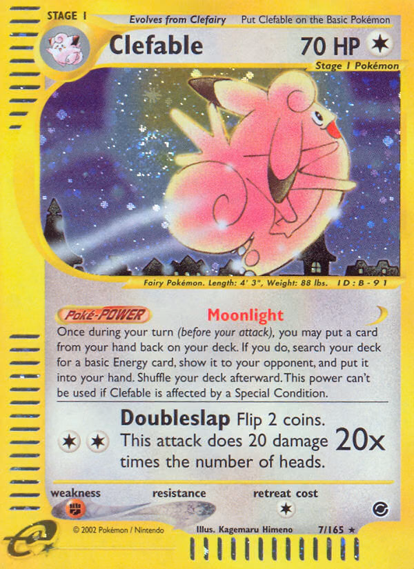Clefable Pokemon card (7/165, Expedition Base Set)