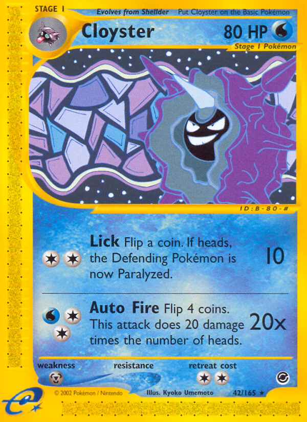 Cloyster Pokemon card (42/165, Expedition Base Set)