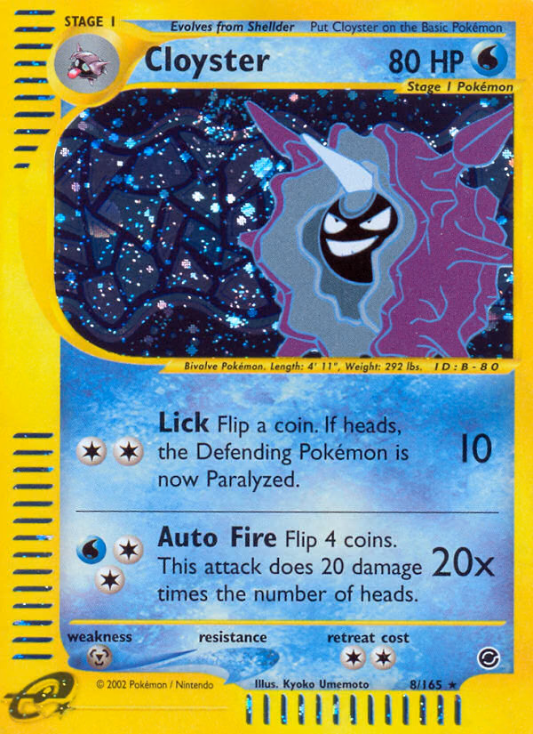 Cloyster Pokemon card (8/165, Expedition Base Set)