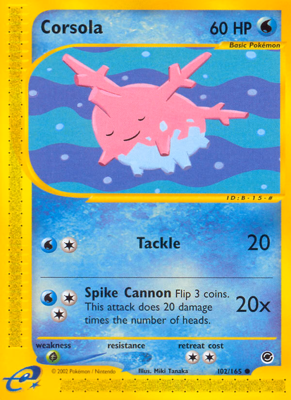 Corsola Pokemon card (102/165, Expedition Base Set)