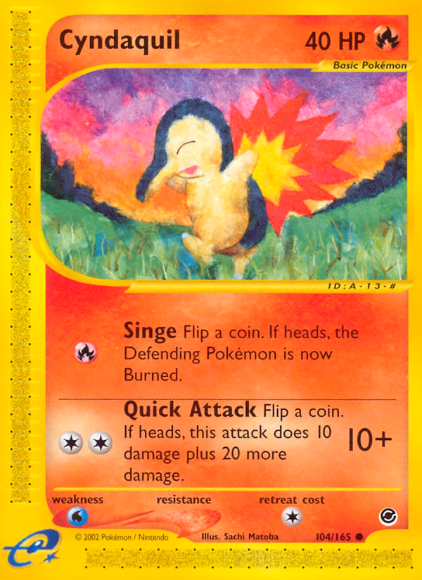 Cyndaquil Pokemon card (104/165, Expedition Base Set)