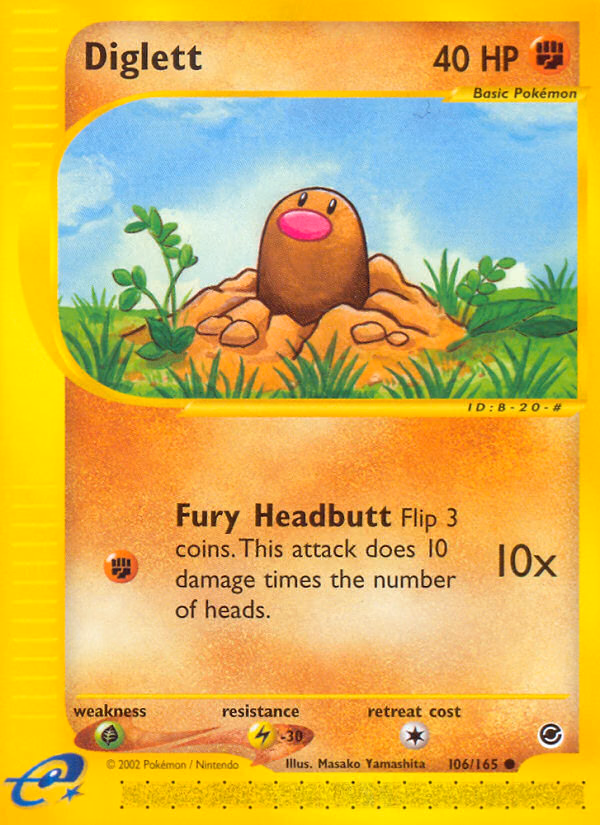 Diglett Pokemon card (106/165, Expedition Base Set)
