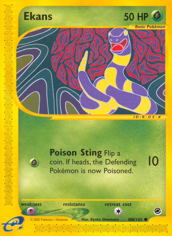 Ekans Pokemon card (108/165, Expedition Base Set)