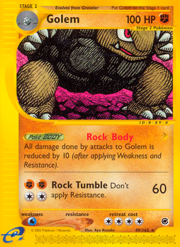 Golem Pokemon card (49/165, Expedition Base Set)