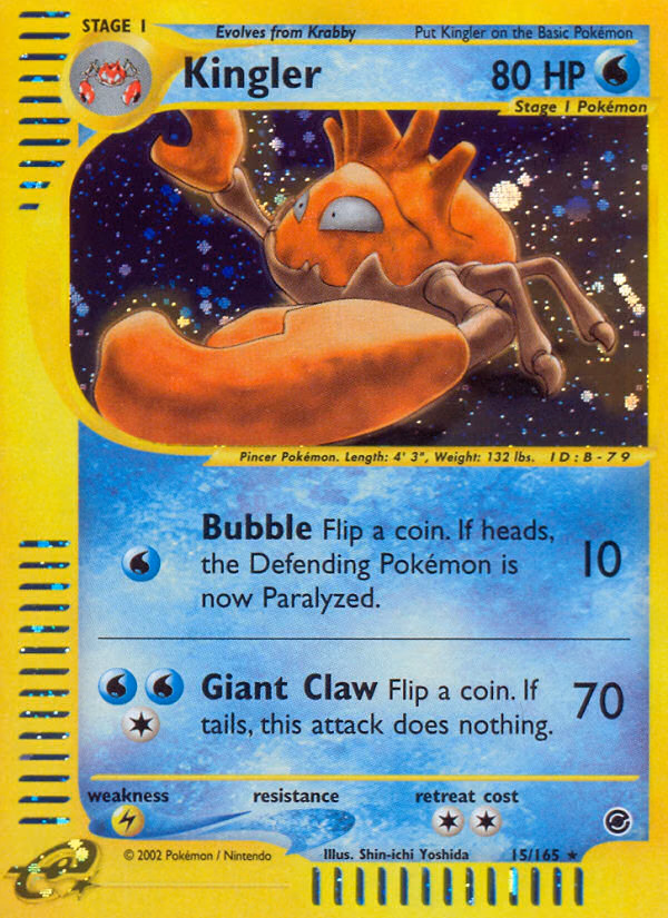 Kingler Pokemon card (15/165, Expedition Base Set)