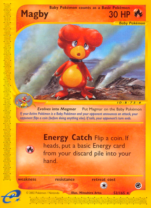 Magby Pokemon card (52/165, Expedition Base Set)