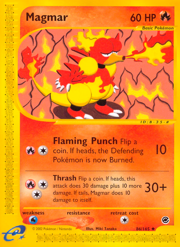 Magmar Pokemon card (86/165, Expedition Base Set)