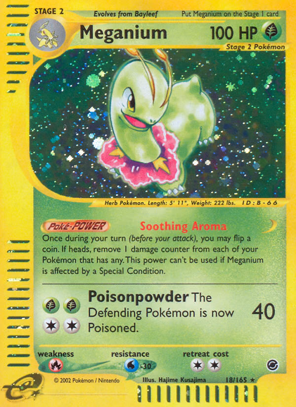 Meganium Pokemon card (18/165, Expedition Base Set)
