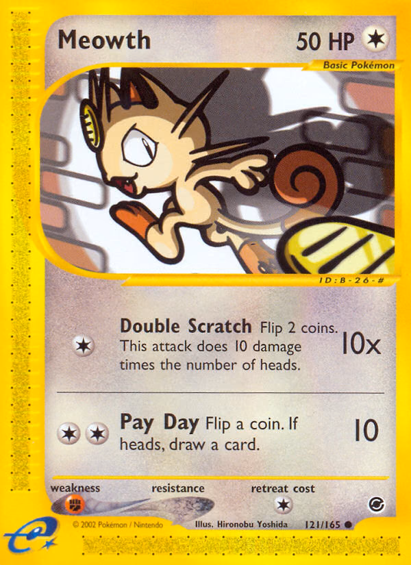 Meowth Pokemon card (121/165, Expedition Base Set)