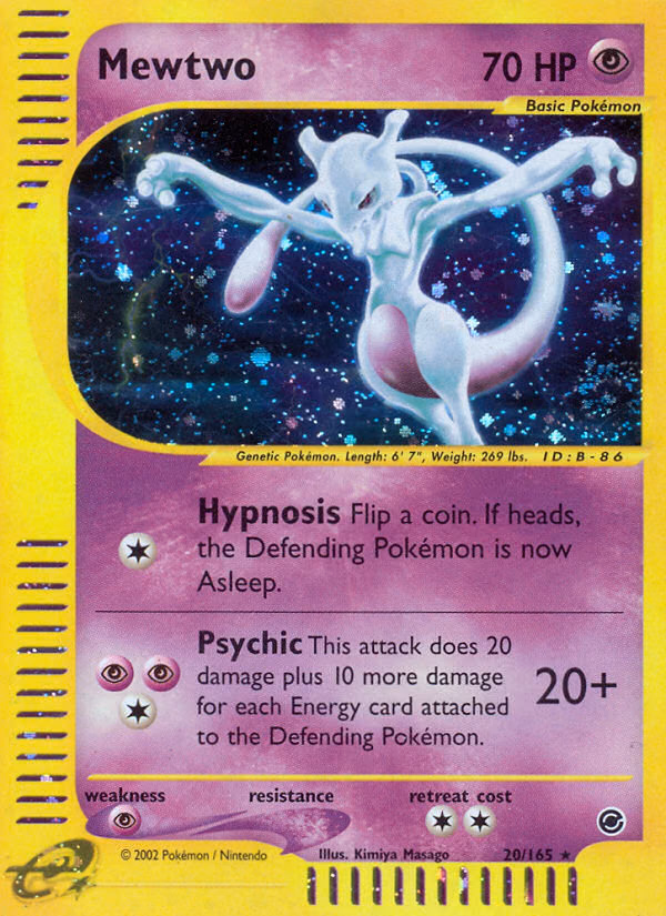 Mewtwo Pokemon card (20/165, Expedition Base Set)
