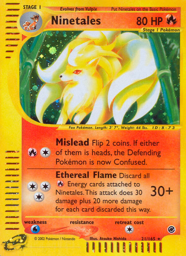 Ninetales Pokemon card (21/165, Expedition Base Set)